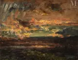 Paysage by François-Auguste Ravier, Huile sur papier marouflé sur toile, sold Dec 2024