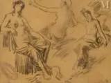 Etude de femmes nues assises by Henri Fantin-Latour, Crayon sur calque, sold Dec 2024