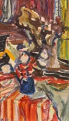 Fleurs sur un entablement by Emile Sabouraud, Huile sur toile, sold Dec 2024