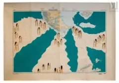 Sans titre by Kubra Khademi, 2024, Gouache sur carte marine, Passage de Drake , SHOM, sold Dec 2024