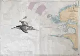Sur le dos des oiseaux by Fabien Mérelle, 2024, Encre, crayon, sur carte marine, de l'Ile Vierge à la Pointe de Penmarc'h, SHOM, sold Dec 2024