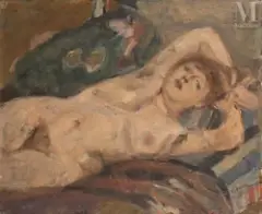 Nu au divan by Lazare Volovick, Huile sur toile, sold Nov 2024