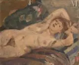 Nu au divan by Lazare Volovick, Huile sur toile, sold Nov 2024