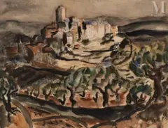 Village provençal by Willy Eisenschitz, Aquarelle sur papier, sold Nov 2024