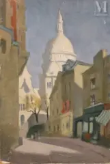 Basilique du Sacré-Coeur, Montmartre by Jacob Markiel, Huile sur panneau, sold Nov 2024
