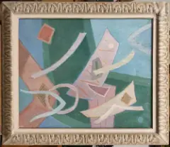 Composition by Henri Goetz, 1980, Huile sur toile, sold Nov 2024