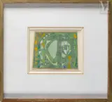 Composition by Joe Downing, Aquarelle et gouache sur papier contre collé sur carton, sold Nov 2024