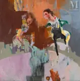 Untitled (Seated Man) by Mohammad Mosavat, Acrylique sur toile, sold Oct 2024