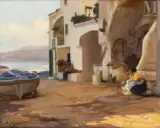 Capri by Hubert-Denis Etcheverry, Huile sur toile d’origine, sold Sep 2024