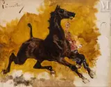 Cheval cabré by René Pierre Charles Princeteau, Huile sur toile d'origine, sold Sep 2024