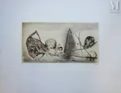 Les croyants by Fred Deux, 2000, Gravure originale (gravée à la pointe sèche par Cécile REIMS-DEUX), sold Aug 2024