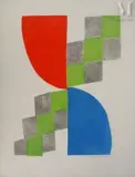 Composition by Sonia Delaunay, 1970, Gravure originale à l'eau forte et à l'aquatinte, sold Aug 2024