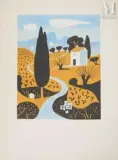 Paysage de Provence au cyprès by Jean Hugo, 1966, Lithographie originale (atelier Mourlot), sold Aug 2024