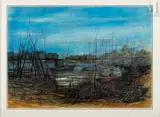 Port by Jean Carzou, Gouache, encre et stylo sur papier, sold Jun 2024