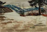 Paysage de neige en Haute-Savoie by Alfred Swieykowski, Huile sur toile, sold Apr 2024