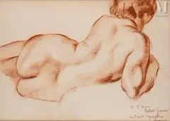 Nu de dos by Charles Kvapil, Sanguine sur papier, sold Apr 2024