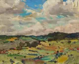 Paysage by Leon Kaufmann, Huile sur panneau, sold Apr 2024