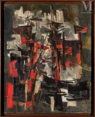 Composition by Pierre Dmitrienko, 1953, Huile sur toile, sold Jan 2024