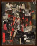 Composition by Pierre Dmitrienko, 1953, Huile sur toile, sold Jan 2024