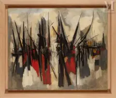 Bateaux by Pierre Dmitrienko, 1954, Huile sur toile, sold Jan 2024