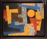 Composition by Jean Leppien, Huile sur toile portant le, sold Jan 2024