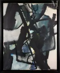 Composition by Mogens Andersen, 1958, Huile sur toile, sold Jan 2024