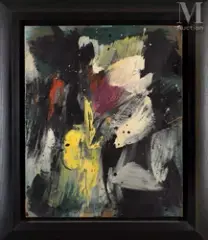 Opus 13 F by Gérard Ernest Schneider, 1961, Huile sur toile, sold Jan 2024