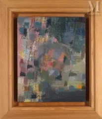 Composition by Camille Bryen, 1960, Huile sur toile, sold Jan 2024