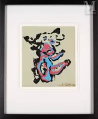 Composition by Karel Appel, 1954, Gouache sur papier, sold Jan 2024