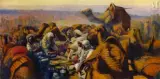Déjeuner dans le désert by Georges Sauveur Maury, Huile sur toile d'origine, sold Nov 2023