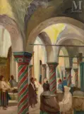 Tunis, dans les Souks by Robert Martial Artault, Huile sur toile d'origine, sold Nov 2023