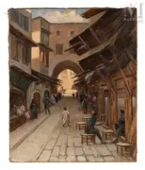 Commerces de Tripoli 1931 by Georges C. Michelet, Huile sur toile d'origine, sold Nov 2023