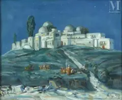 Alep by Georges C. Michelet, 1929, Huile sur toile contrecollé sur carton, sold Nov 2023