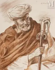 L'ancienne Epée by Louis Endres, Encre et trait de crayon sur papier, sold Nov 2023