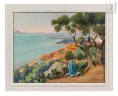 Sidi Bou Said by Marcel Thibaut, Huile sur toile d'origine, sold Nov 2023