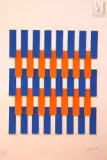 Composition aux rectangles bleus et oranges by Albert Chubac, Collage sur papier, sold Dec 2023