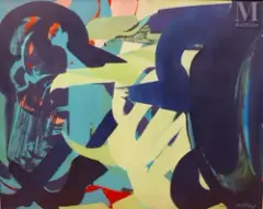 Composition abstraite by Pierre Gastaud, Huile sur toile, sold Dec 2023
