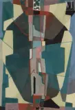 Composition 128 by Jean-Jacques Deyrolle, Gouache sur papier, sold Nov 2023