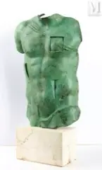 Persée by Igor Mitoraj, 1988, Bronze à patine verte et socle en pierre, sculpture hors commerce, sold Nov 2023