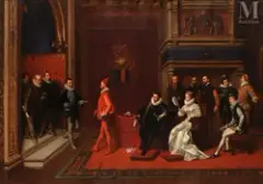 L’assemblée royale by Władysław Bakalowicz, Huile sur panneau, sold Oct 2023