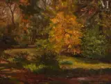 Le parc by Alfred Swieykowski, Huile sur toile, sold Oct 2023