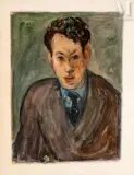 Portrait d'homme by Abraham Mintchine, Huile sur papier fort, sold Oct 2023