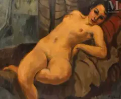Le modèle nu by François Zdenek Eberl, Huile sur toile, sold Oct 2023