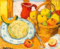 Nature morte au pichet rouge by Charles Kvapil, Huile sur toile, sold Oct 2023