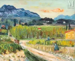 Paysage du Midi by David Peretz, Huile sur toile, sold Oct 2023