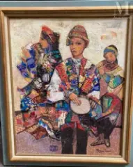 Musiciens by Samuel Azuelos, Huile sur toile, sold Oct 2023