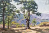 Deux femmes à l'ombrelle sous un arbre en Ardèche by Henri Beau, Huile sur toile d'origine, sold Sep 2023