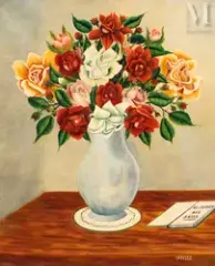 Le secret des roses by Narcisse Belle, Huile sur toile d'origine, sold Sep 2023