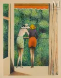 Jeune femme debout devant la porte-fenêtre by Jean-Pierre Cassigneul, Lithographie en couleurs, sold Sep 2023