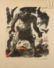 Kain by Lovis Corinth, Lithographie en couleurs, sold Sep 2023